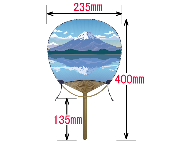 たまご丸柄竹うちわ サイズ
